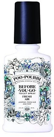 Poo-Pourri Before-You-Go Toilet Spray, Fresh Air, 4 Fl Oz, Up to 200 Uses, Bathroom Odor Deodorizer , Plant-Based with Essential Oils, for Home or Work, Jasmine, Fresh Air and Mint Scent