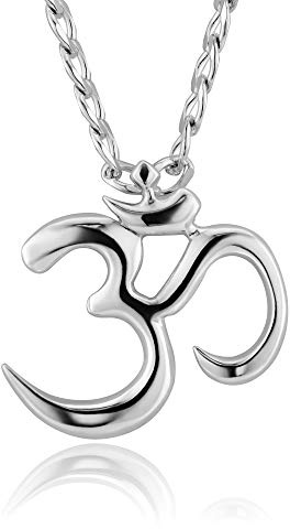 Herrhalsband I Sterlingsilver Med Kinesisk Om Amulett Hänge Yogasmycke 50cm