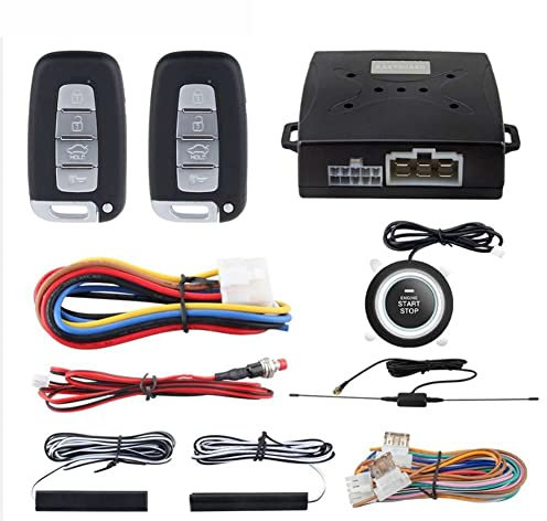 Riloer 12V Car Anti-theft Keyless Entry System Kit, PKE Mode Remote Control Intelligent Alarm System, Universal Central Locking Engine Alarm Set