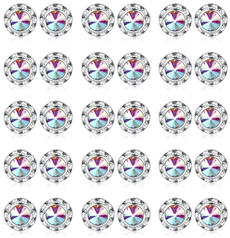 SAILIMUE 15Pairs Rhinestone Earrings For Women Dance Competition Performance Ballet Stud Earrings Stainless Steel Round Acrylic Stone Inside Rhinestone Crystal Halo Dance Competition Earrings Set 15mm
