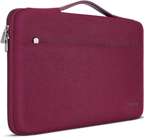 DOMISO Housse Ordinateur 17 Pouces,Pochette PC 17 Pouces pour HP Lenovo Dell Acer ASUS,Sacs et Housses pour Ordinateur, Imperméable Sacoche Protection PC Portable avec Poignée de Transport,Vin