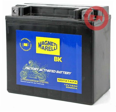 Magneti Marelli Batteria per Moto, Scooter, Quad, Moto d'Acqua, Motoslitte, Motociclette, Enduro - Sigillata e Pronta all'uso (12V - 12AH - 200CCA - Compatibile con YTX14-BS)