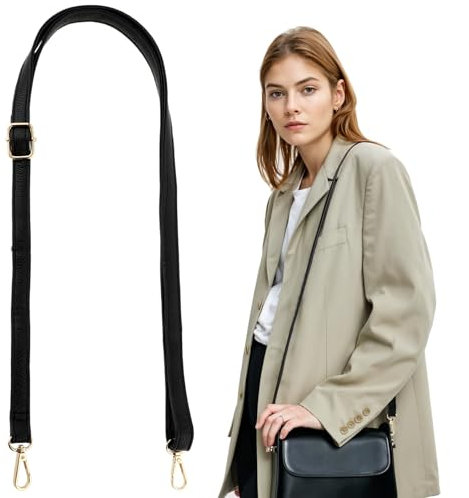 DIVINA VITAE Correas de Transporte Negras para Bolsos Bolsos de Cuero Correa de Transporte 1,5 cm Correa de Bolso Ajustable Delgada para Bolso de Hombro Correa de Repuesto 85-150 cm