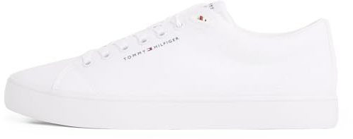 Tommy Hilfiger Men’s Core Canvas Low Top Vulcanised Trainers, White (White), 9