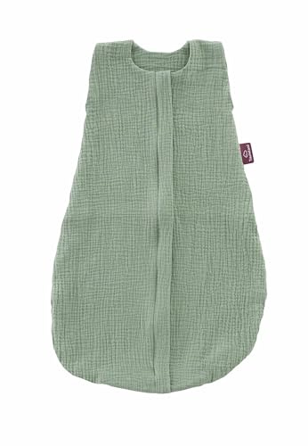TRÄUMELAND – baby sommarsovsäck i salvia grön 0,5 TOG, lätt andningsaktiv sovsäck av muslin för varma sommarnätter, Öko-Tex 100-certifierad, giftfri och hudvänlig