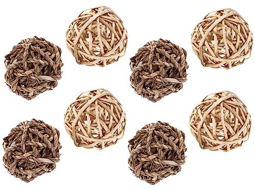 POPETPOP 8pcs Rabbit Chew Ball Cage Accessories Small Animal Playing Bunny Balls Hamster Toys Guinea Pig Hay