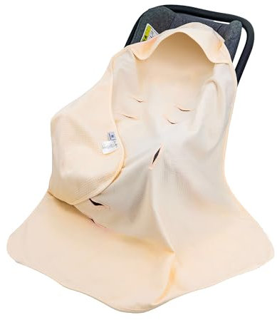 Einschlagdecke Babydecke für Babyschale Kinderwagen Kuscheldecke 90 x 90 cm Waffelstoff Universal Baby Decke für Buggy Autositz (Einlagig-Aprikose),0.5 Tog