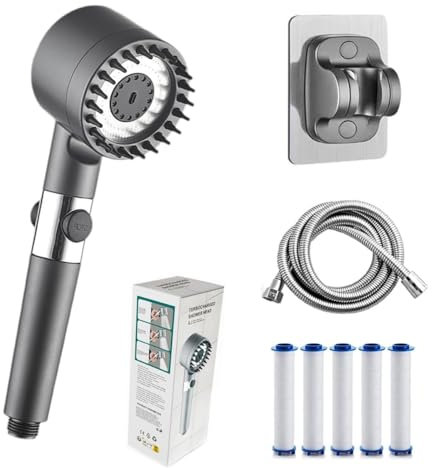 Soffione doccia con gocce ioniche, turbo con filtro integrato (1 set) (1 pezzo)