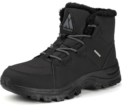 Mishansha Scarpe Donna Invernali Impermeabili Antiscivolo Stivaletti Invernali con Pelo Boots Nero Gr.39