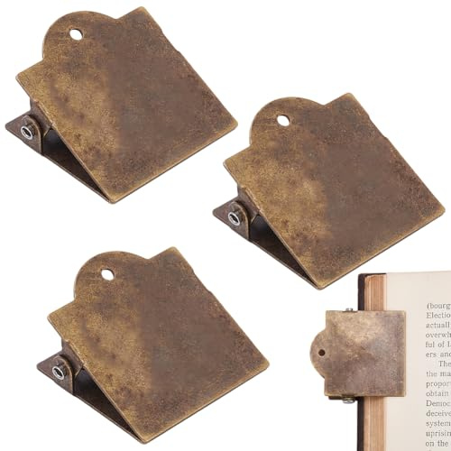 craspire 3 Pince à Livre Vintage en Métal Couleur Bronze Antique pour Carnet de Voyage Petite Pince à Reliure Support de Page pour Documents Fichiers Agenda Carnet de Cuisine Carnet de Croquis Bureau