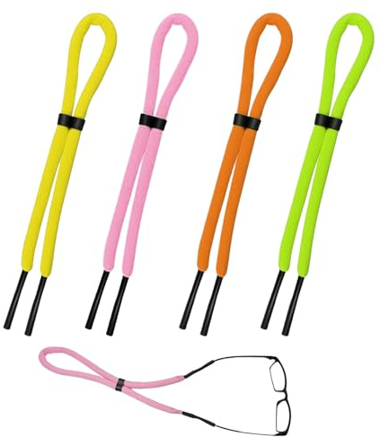 4PCS Floating Glasses Strap - Adjustable Sunglasses Strap for Men, Unisex Sunglasses Lanyard, for Boating, Kayaking, Surfing, Swimming, Fishing, Outdoor Sports (Fluorescent Yellow/Pink/Orange/Yellow)