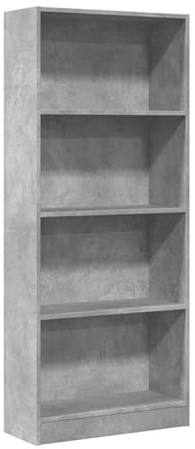 Eleganz Estantería para libros de color gris hormigón 60 x 24 x 143 cm, sistema de estantería de material de madera, estable para libros y decoración, ahorra espacio y moderna