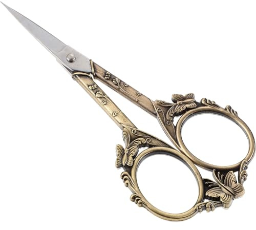 UPKOCH Ciseaux à Sourcils Multifonctions en Acier Inoxydable Petits Ciseaux de Beauté Rétro Couleur Cuivre Antique Coupe Poils de Nez et Ongles Accessoire de Toilettage Portable pour