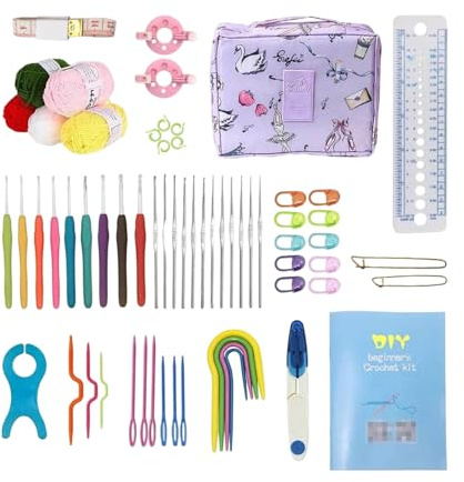 Juego de Ganchillos | con Tutoriales en Papel | Kit De Crochet Para Adultos Y Aprendizaje - Para Vacaciones Cumpleaños Navidad Adultos Aficionados Expertos Profesores Proyectos De Aula Actividad Grupa