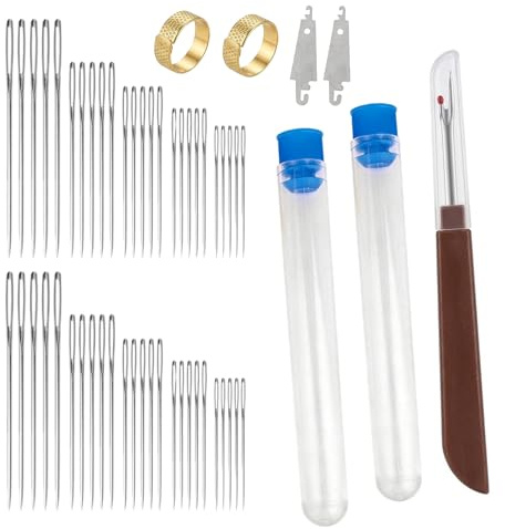 50 Big Eye Stainless Steel Needle Set,Sewing Needles Easy Thread