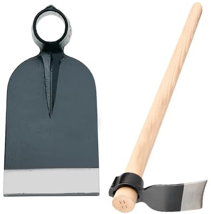 Crisalide® Zappa in Acciaio Forgiato con Occhio Tondo e Manico in Legno da 125 cm – Attrezzo per Orto e Giardino, Robusta e Maneggevole (600g, 800g, 1000g) (20x12 CM)