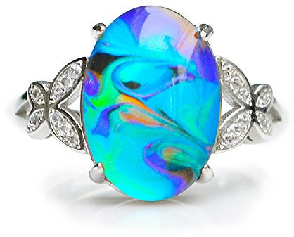 FUN JEWELS - Stimmungsring mit ovalem Stein - Farbwirbel wechsel je nach temperatur - Messing - für Frauen und Mädchen