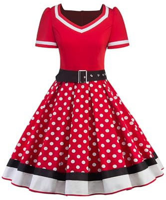 AXOE Women's Vintage 50s Dress Rockabilly Belted