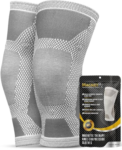 MagnetRX® Rodillera Compresión Magnética - Pack de 2 Rodilleras Ortopédicas con 17 Imanes de Neodimio para el Dolor de Rodilla Tendinitis y Artritis - Sujeción Rodilla con Magnetoterapia - Talla XL