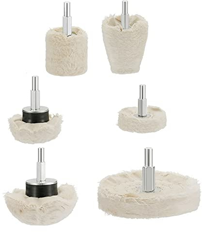 JZK 6 PCS Set di tamponi per lucidatura con albero da 6 mm, ruota per lucidatura per trapano, panno per lucidatura per metallo, ceramica e vetro, disco per lucidatura per lucidatura auto
