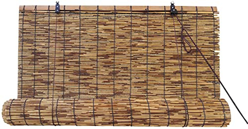 Estores de Bambú Cortina de Madera Natural | Persiana Enrollable para Ventanas (Bambú Oscuro, 120x200cm)