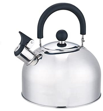 Whistling Kettle 2.5 Litre Stainless Steel Stovetop Kettle Camping Kettle Travel Kettle HTUK® (Silver)