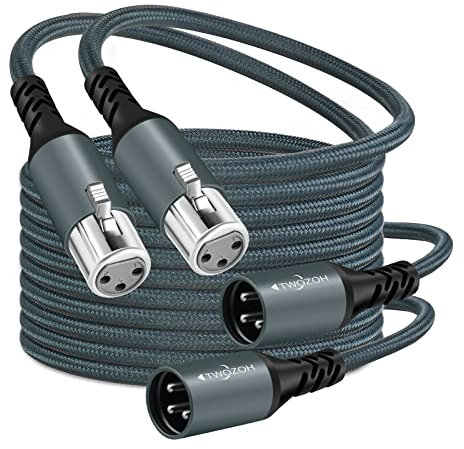 Twozoh XLR Stecker auf Buchse Audio Cable 0,3M 2 Stück, Geflochtenes symmetrisches 3 poliges XLR Mikrofonkabel Kabel (Professional/HiFi)
