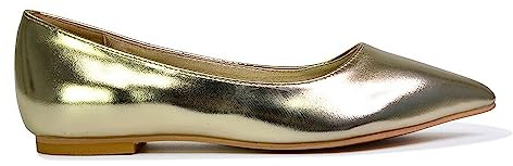 ESSEX GLAM Womens Slip On Pumps Ladies Flat Pointed Toe Casual Work Ballet Shoes 3-8