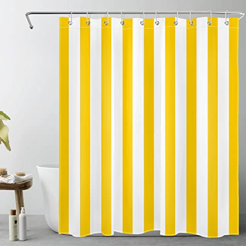 LB Duschdraperi Gul- och Vit Randig Gardiner för Badrum,150x180cm
