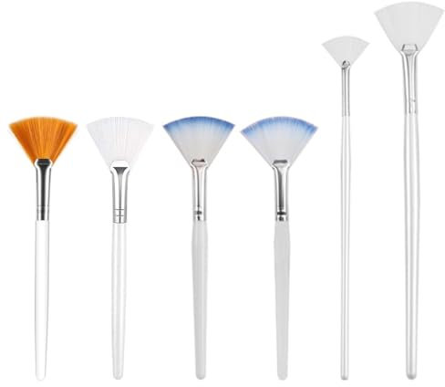 BZKSER Pennello per Maschera Viso - 6 PCS Pennello fondotinta,Fan Brush Maschera Viso Pennello Morbido Trucco Spazzole Acido Applicatore Estetista Pennello,per Donne Ragazze Fango Maschera Argilla