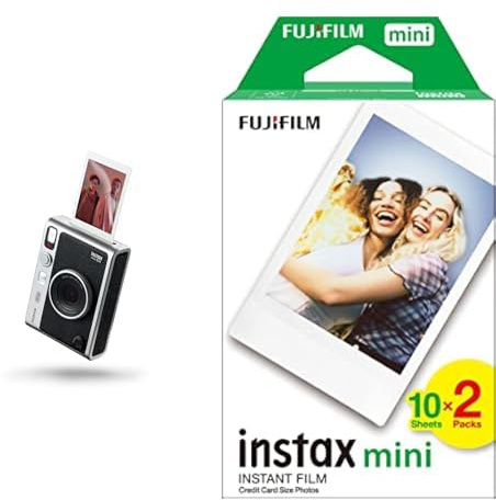 Fujifilm instax mini Evo Black| Fotocamera Ibrida a Sviluppo Istantaneo + Confezione da 20 Pellicole mini
