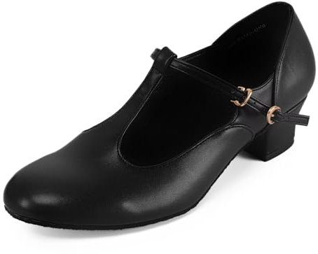 Asyusyu Scarpe da ballo da donna nere con tacco da 3 cm standard da donna per la danza latina Salsa Training, Nero , 40 EU
