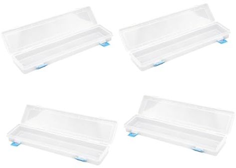 Operitacx Estuche Transparente para Pinceles y Lápices de Pintura, 4 Piezas, Plástico Resistente, Organizador Portátil para Estudiantes y Artistas, Uso en Escuela y Hogar, Almacenamiento