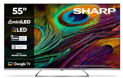 Sharp TV Smart 55 pollici 4K Ultra HD Mini LED QLED Harman Kardon HDMI eARC Dolby Vision Dolby Atmos 55JP7265E