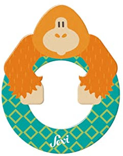 SEVI 83015 Tier Holzbuchstaben O Orang-Utan, Türbuchstaben für Kinderzimmer, ABC Lernspielzeug aus Holz, pädagogisches Spielzeug für Kinder ab 3 Jahren, Buchstabe Tiere Sortiert, Grün/Rosa/Gelb