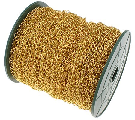 Perlin - Collana a maglie da 3 metri, in metallo, 5,5 mm, colore oro, per la creazione di gioielli e lavori di fai da te