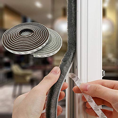 Draft excluder Strips Weather Stripping for Door,Self Adhesive Brush Window Seal Strip for House Windows 16 FT Length