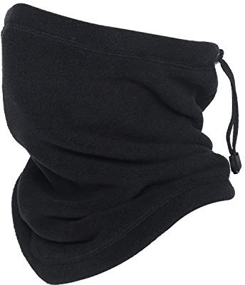 Oscenny Cache Cou Homme Femme Cordon Réglable étirement Polaire Antistatique Garder au Chaud Même Sous 0 ° C Pour Hiver Froid Temps Moto Vélo Taille Unique Noir