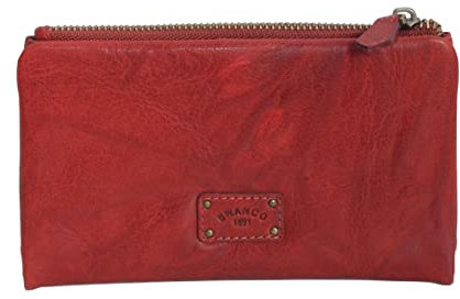 Branco Leder Damengeldbörse im Vintage Look - 12 Kartenfächer - feines echtes Leder Portemonnaie Damenbörse Geldbeutel (Rot) - präsentiert von ZMOKA®