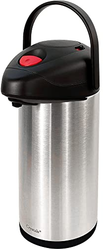 2L/3L/5L Stainless Steel Insulated Vacuum Airpot Flask with Pump Action, Thermal Carafe for Hot or Cold Drinks (5 Liters - Vacuum Flask)