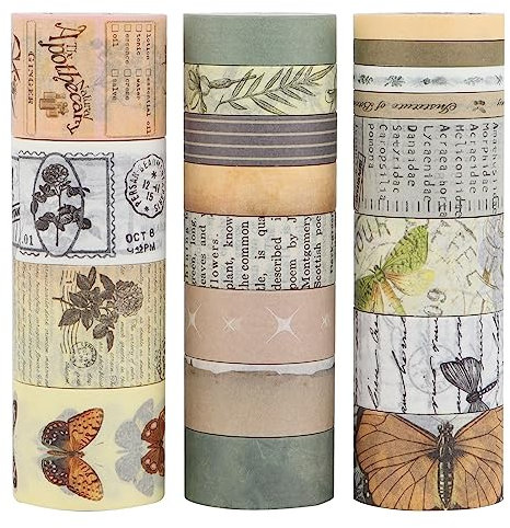 LGEGE 20 Rollen Hinterhof Washi Tape Set, 5/10/15/20/25 mm breit, Schmetterling, Pflanzenmuster, Japanisches Masking Tape Dekor für Scrapbook, Bullet Journal, Geschenkverpackungen (4m)
