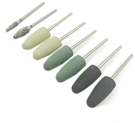 8Pcs HP Resin Base Acrylic Polishing Burs Kit Drill Polisher Rotary