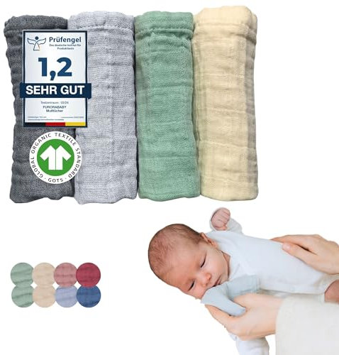 furora BABY Spucktücher Baby 25x25cm klein - 100% Bio Musselin-Baumwolle, sehr weich | Extrem Saugstark, pflegeleicht waschbar (bei 60 Grad)| Mulltücher Musselintücher, Erstausstattung Neugeborene