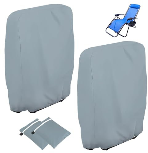 Omtofo 2 Stück Klappstühle Schutzhülle, 71x110 cm Gartenstühle Abdeckung Oxford Abdeckhaube Winddicht, Anti-UV, Staubdicht für Klappstuhl Gartenmöbel Abdeckung Verwendet Werden (Grau)