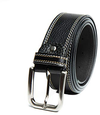 HD DHISPANIA Cinturón Hombre Cuero Genuino – Cinturon Elegante y Resistente con Hebilla Metálica Ajustable para Pantalón Vaquero, Traje, Casual y Formal - Regalo para Hombre en Varias Tallas