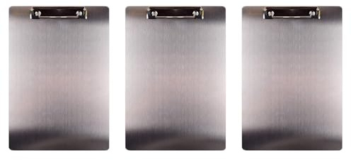 3 carpetas de metal con clip de acero inoxidable A4, carpeta de almacenamiento de facturas, tablero de archivos, tablón de menú, férula para negocios
