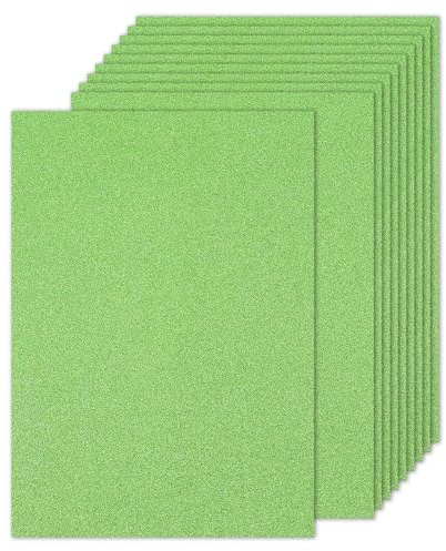 PATIKIL 20 ark ljusgrönt glitter kartonglapper, A4 250 gsm rektangel premium glittrande papper hantverk kartong för klippbok korttillverkning gör-det-själv konstprojekt bröllopsfest