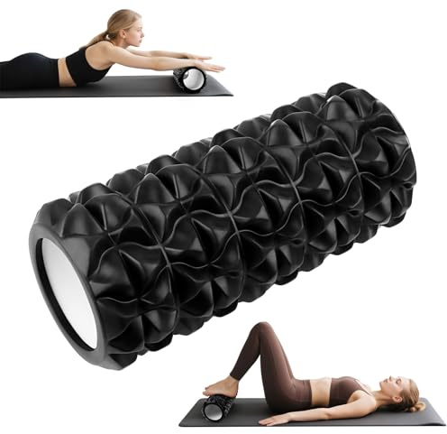 QOUBNIC Foam Roller, Rodillo Masajeador Rodillo Masaje Muscular, Rodillo de Masaje para Columna Vertebral y Espalda para Terapia y Masaje Muscular, 33 x 14cm