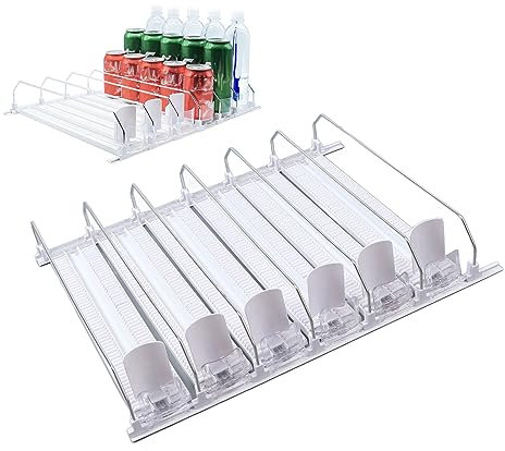 Larghezza Regolabile a Molla Caricato Facilmente Scivolo di Grande capacità di Auto -spintistica 6 File, per Soda, Birra, Stoccaggio del Vino in Frigoriferi e Supermercati (WHITE)