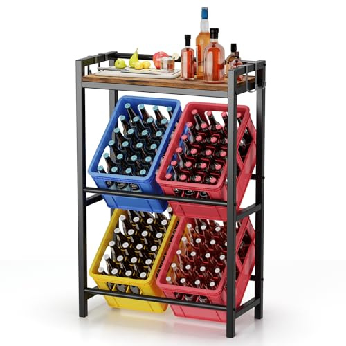 ZIPEEU Estantería Metálica para Cajas de Bebidas y Frutas, Estante de Almacenamiento Robusto, Soporte Apilable para Supermercado/Tienda/Almacén - 2 Niveles para Cajas de Botellas(32X71X117,3 CM)